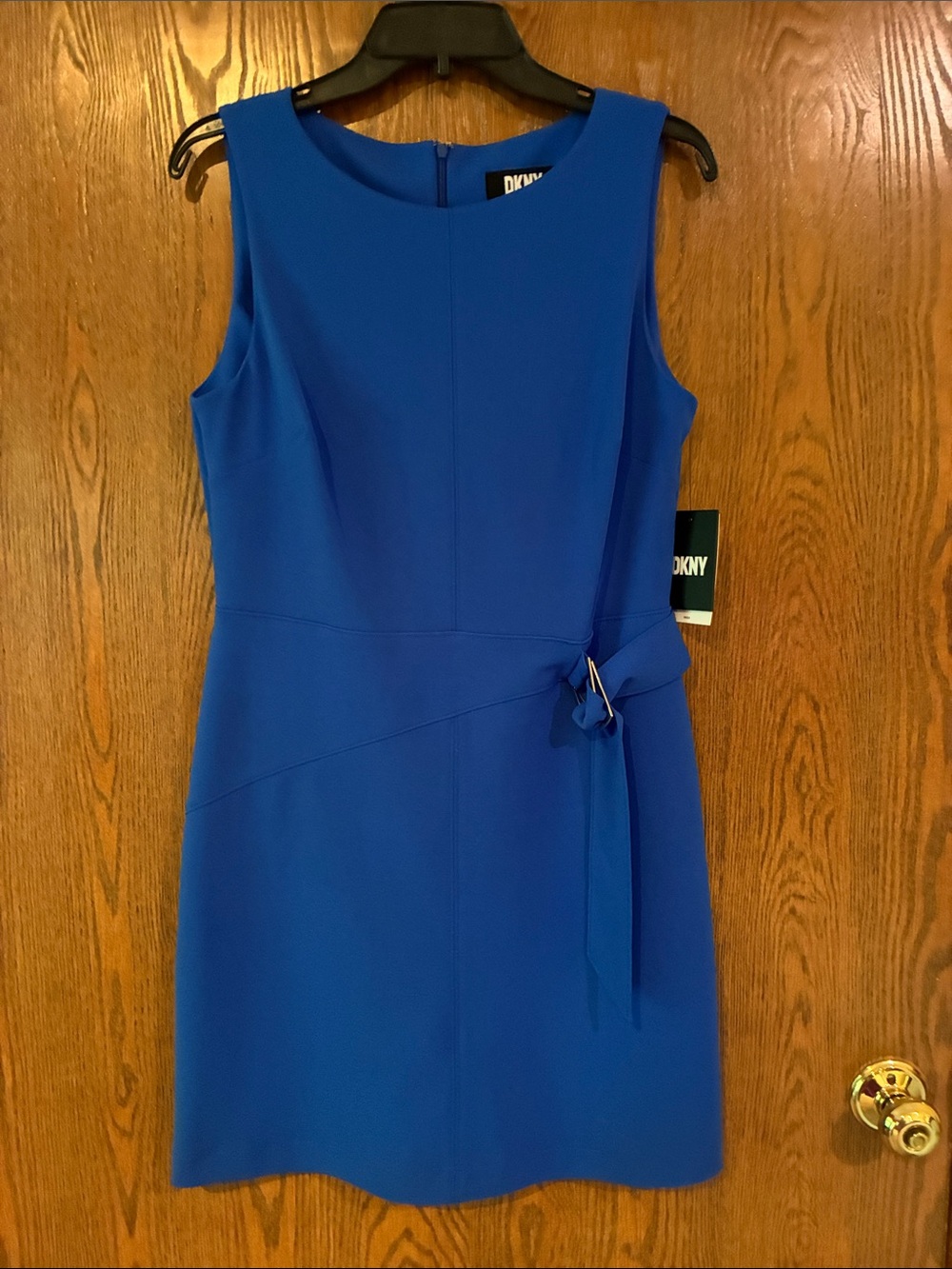 DKNY Cobalt Blue Sleeveless Sheath Dress with Side Tie